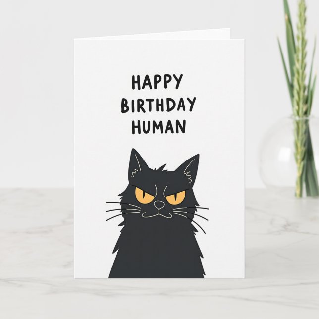 Carte d'anniversaire Féline Renfrognée (Devant)