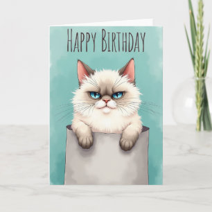 Carte d'anniversaire Féline Sceptique