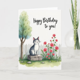 Carte d'anniversaire Féline Sérène