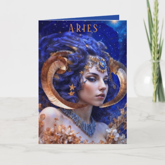 Carte d'anniversaire féminine Aries (Devant)