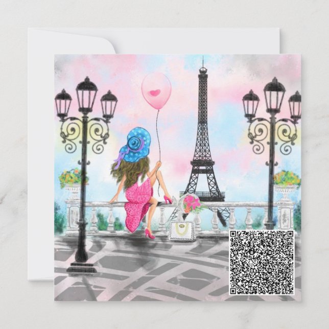 Carte d'anniversaire Femme à Paris Votre QR Code W (Dos)