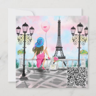 Carte d'anniversaire Femme à Paris Votre QR Code W