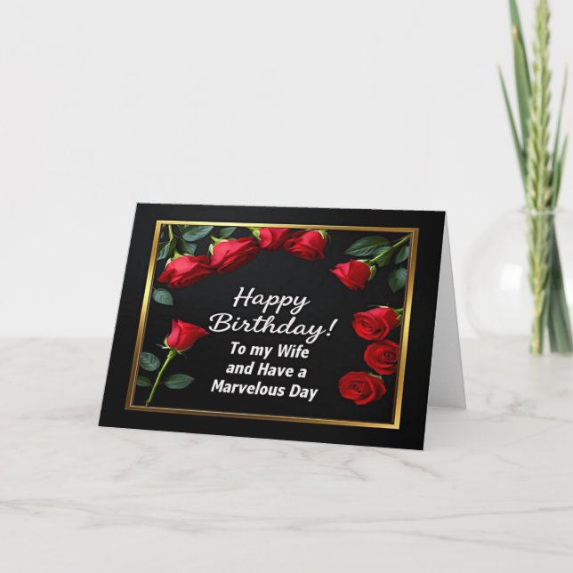 Carte d'anniversaire femme épouse rose rouge (Devant)