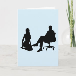 CARTE D'ANNIVERSAIRE FEMME SOUMISE À GENOUX