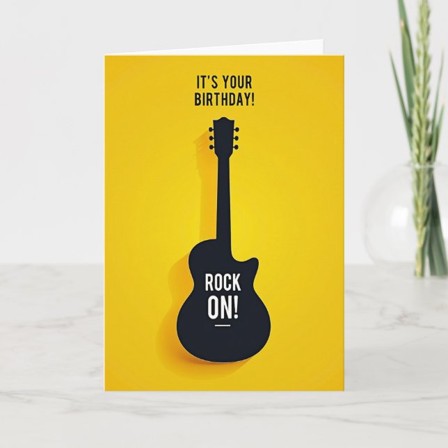 Carte d'anniversaire festive à la guitare (Devant)
