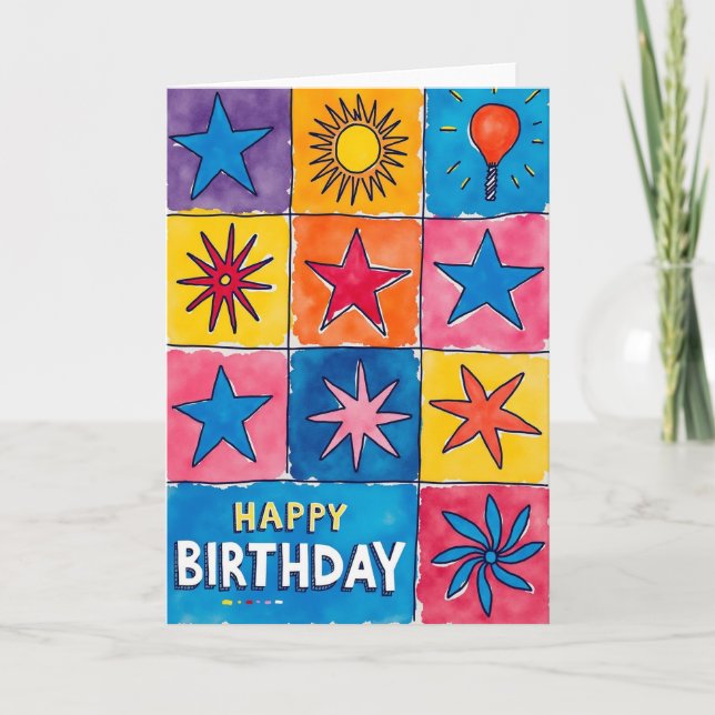 Carte d'anniversaire festive à panneaux (Devant)