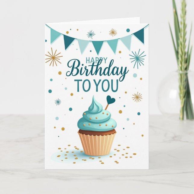 Carte d'anniversaire festive aux paillettes (Devant)
