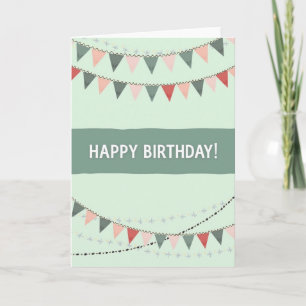 Carte d'anniversaire festive avec banderoles discr