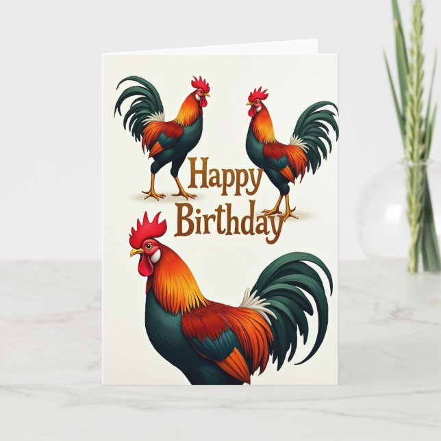Carte d'anniversaire festive Coq d'Art (Devant)