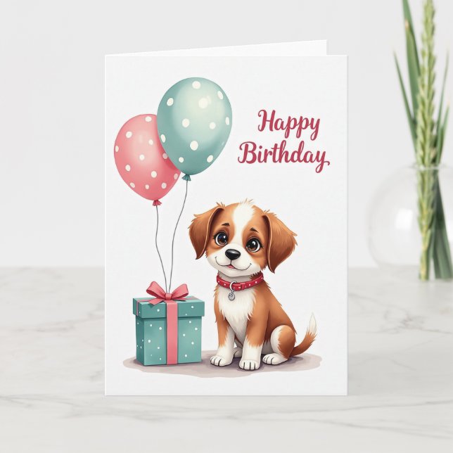 Carte d'anniversaire festive pour chien (Devant)
