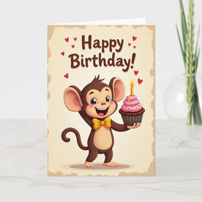 Carte d'anniversaire festive pour primate (Devant)