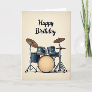 Carte d'anniversaire Festive Teal Drums