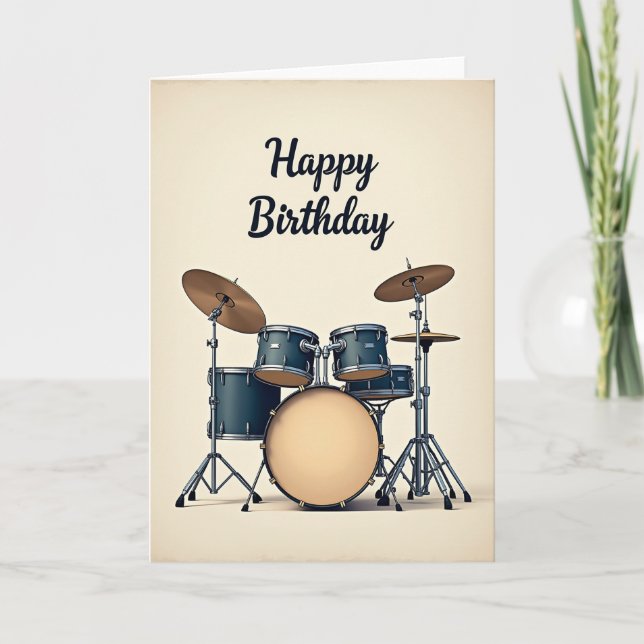 Carte d'anniversaire Festive Teal Drums (Devant)