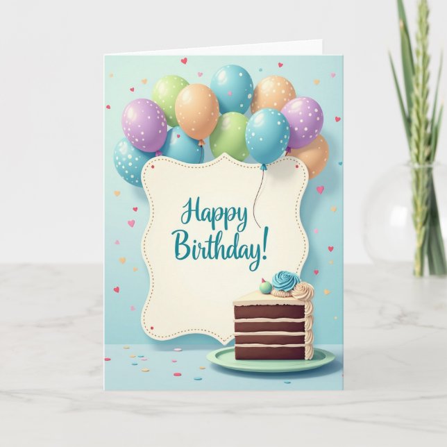 Carte d'anniversaire festoyante à bordure festonné (Devant)