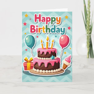 Carte d'anniversaire fête colorée
