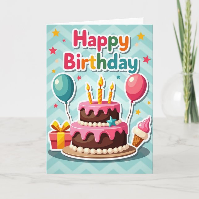 Carte d'anniversaire fête colorée (Devant)