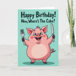 Carte d'anniversaire Fête de Cochon Jovial