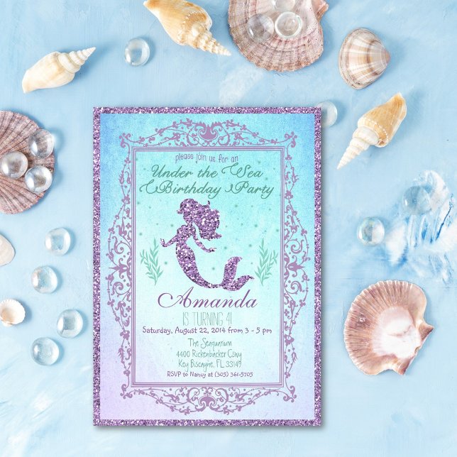 Carte d'anniversaire Fête de la sirène sous la mer (Créateur téléchargé)