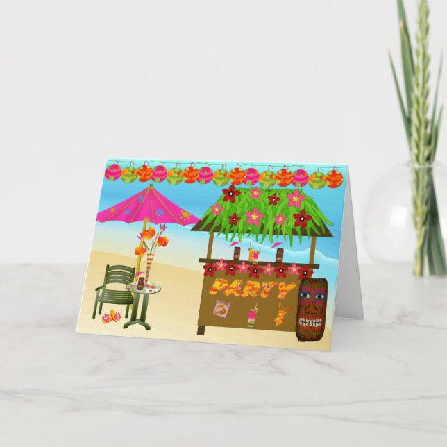Carte d'anniversaire - Fête de plage Tropical (Devant)