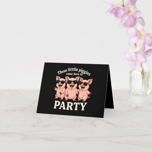 Carte d'anniversaire fête des petits cochons migno (Orchidée)
