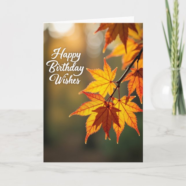 Carte d'anniversaire Feuillage Doré (Devant)