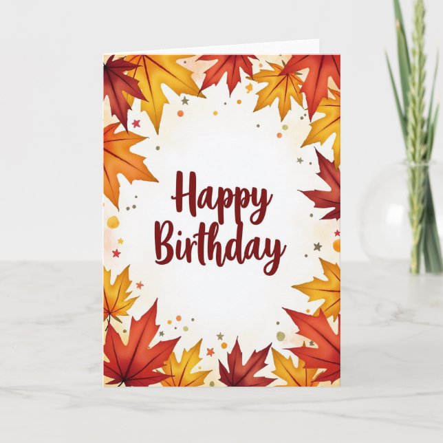 Carte d'anniversaire Feuille d'automne (Devant)