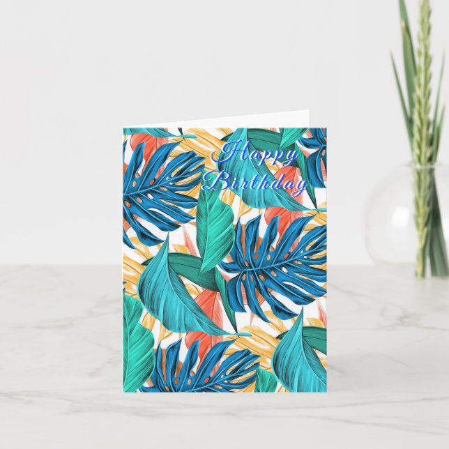 Carte d'anniversaire Feuille tropicale (Devant)