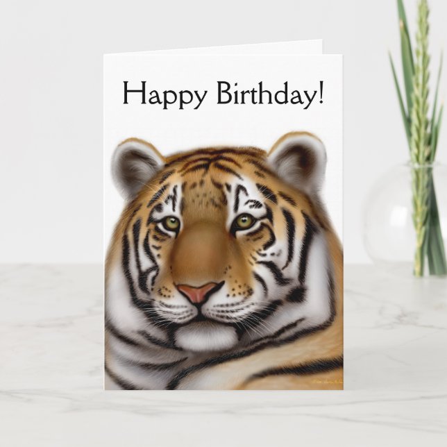 Carte d'anniversaire fière de tigre de Bengale (Devant)