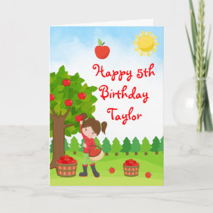 Carte d'anniversaire Fille aux cheveux bruns cueil