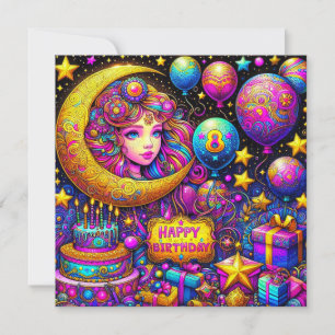 CARTE D'ANNIVERSAIRE ~ Fille de 8 ans ~