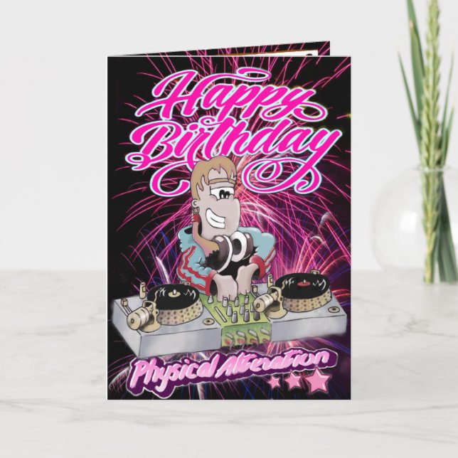 Carte d'anniversaire fille DJ (Devant)