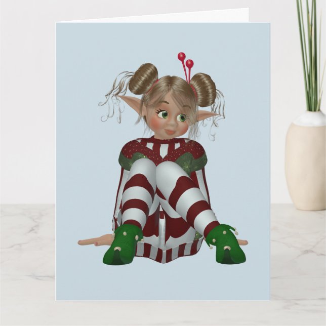 CARTE D'ANNIVERSAIRE FILLE LUTIN (Devant)
