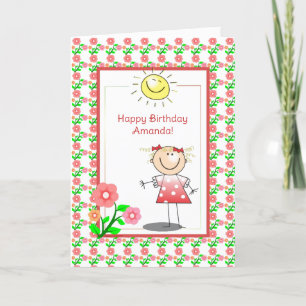 Carte d'anniversaire fille mignonne