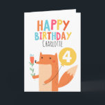 Carte d'anniversaire Filles Fox<br><div class="desc">Cette carte d'anniversaire pour enfants comporte un renard mignon,  un ballon jaune et des fleurs. J'ai également utilisé une police appelée Cool Britannia pour le cap sur le devant et le dos de la carte. Cette carte d'anniversaire convient mieux à une fille prête à être personnalisée.</div>