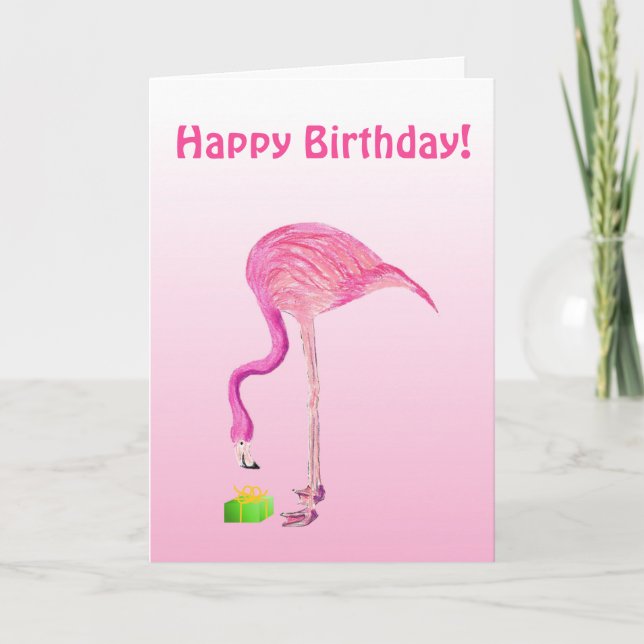 Carte d'anniversaire Flamant rose (Devant)