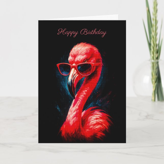 Carte d'anniversaire flamant rose fabuleux avec lu (Devant)