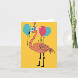 Carte d'anniversaire Flamant rose festif