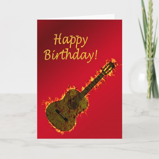 Carte D Anniversaire Flamboyante De Guitare Zazzle Fr