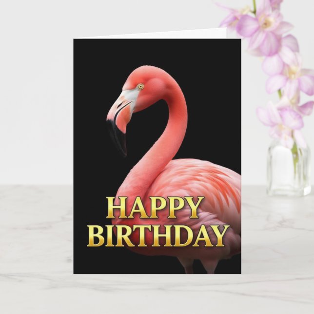 CARTE D'ANNIVERSAIRE FLAMINGO GROS PLAN DISTINCTIF (Orchidée)