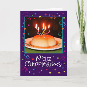 Carte d'anniversaire "Flan-tastico" en espagnol/an