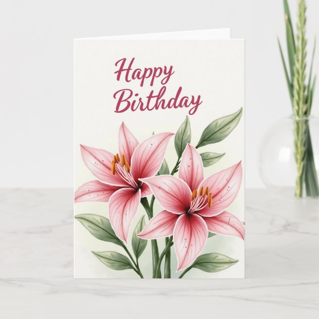 Carte d'anniversaire Fleur à dégradé (Devant)