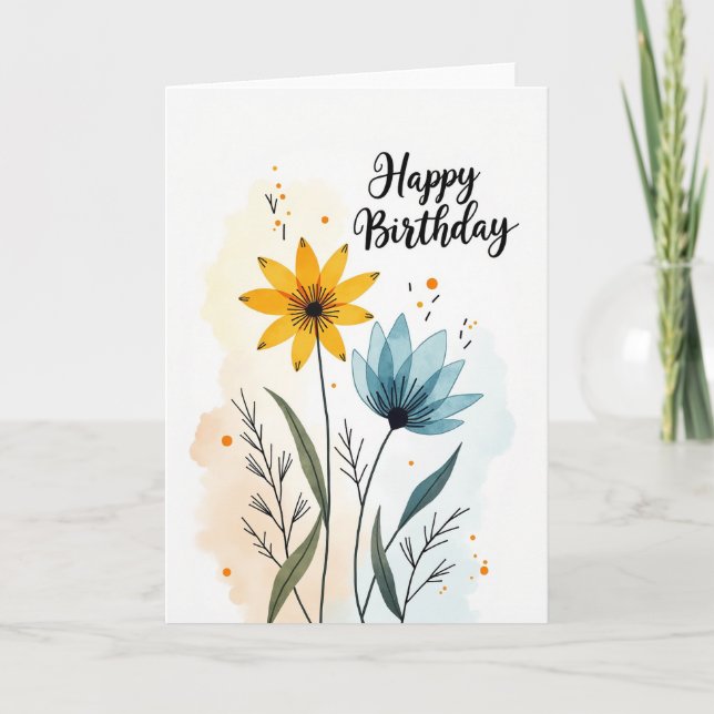 Carte d'anniversaire Fleur Artisanale (Devant)