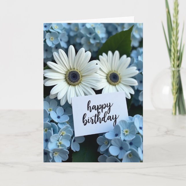 Carte d'anniversaire Fleur Blanche Élégante (Devant)