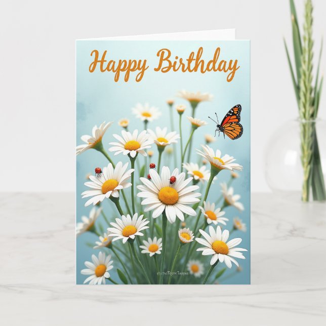 Carte d'anniversaire Fleur Blanche Joyeuse (Devant)