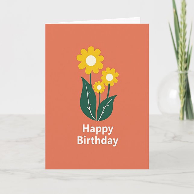 Carte d'anniversaire Fleur Brillante (Devant)