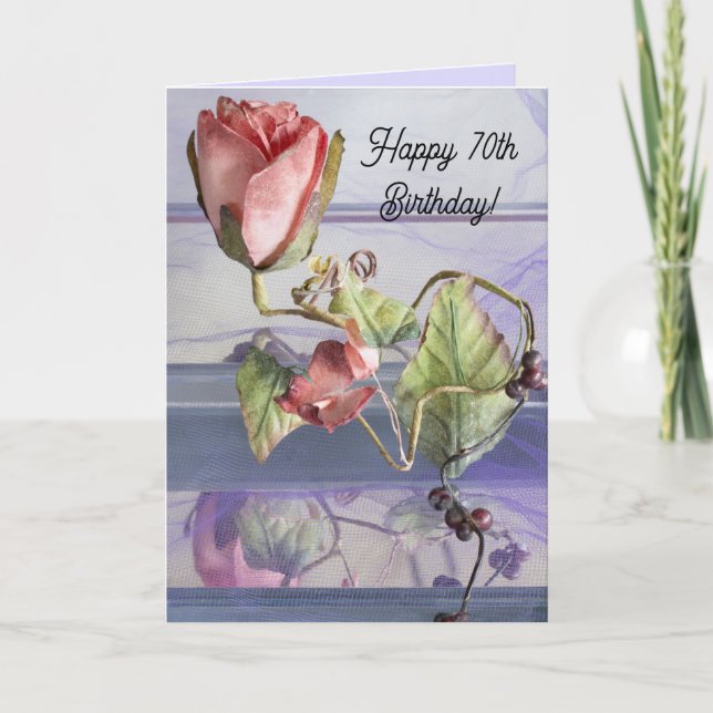 Carte d'anniversaire Fleur de bourgeon de rose ros (Devant)