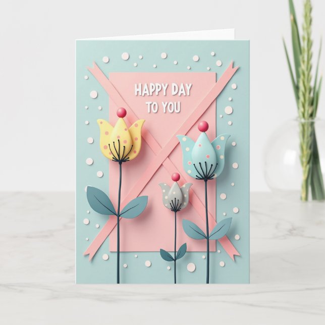 Carte d'anniversaire Fleur de Confetti (Devant)