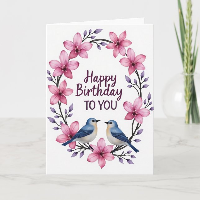 Carte d'anniversaire Fleur de l'oiseau (Devant)