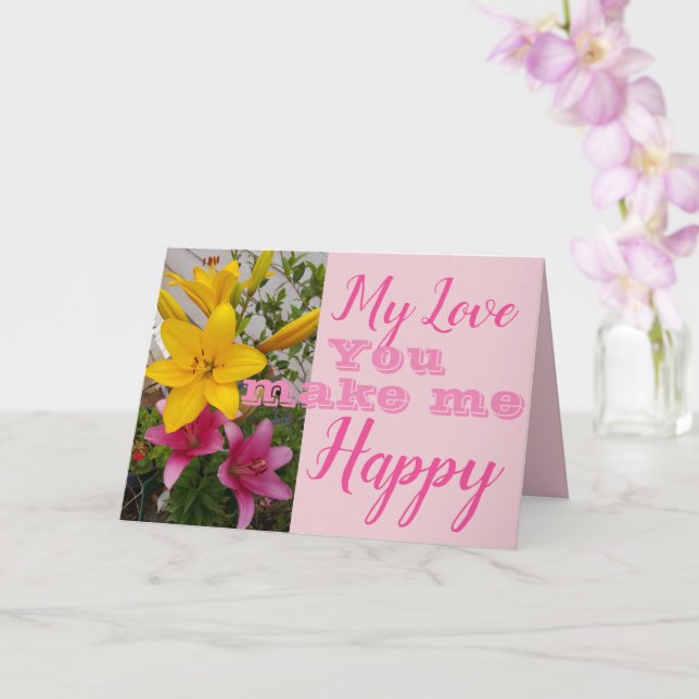 Carte d'anniversaire Fleur de Lys Rose Vous Me Ren (Orchidée)