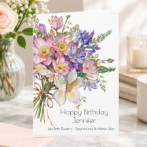 Carte d'anniversaire Fleur de naissance de juillet